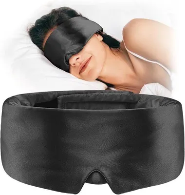Produktbild von Famanu Schlafmaske mit 3D Nasenpolstern und atmungsaktivem Augenmaske - Verstellbare breite Kopfband, Schwarz