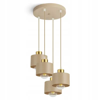 Produktbild von FKL DESIGN Home Deco Deckenlampe Deckenleuchte Ecru-Gold 4-flammig E27 Metall Lampeschirme Lampe aus Serie N485 (EZ4)