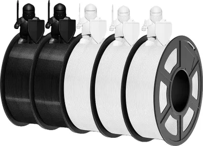 Image de Filament pour imprimante 3D, haute résistance, facile à utiliser, PETG, 2 noir 3 blanc