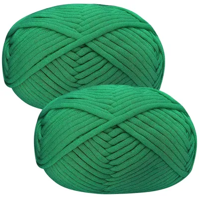 Immagine prodotto di Filato per uncinetto, miscela di cotone e nylon, 2 gomitoli da 50 grammi ciascuno, colore verde, ideale per principianti