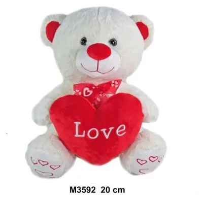 Zdjęcie produktu dla Pluszowy miś „LOVE” z sercem 20 cm – prezent walentynkowy