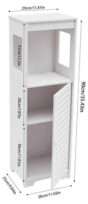 Produktbild von Badezimmer Bodenschrank - Standregal mit 3 Schubladen und 1 Tür - 28x25x90 cm - PVC Badschrank für Toilettenpapier und Aufbewahrung - Weiß