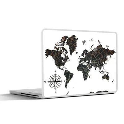 Produktbild von MuchoWow® Laptop Aufkleber Sticker Cover Weltkarte - Abstrakt - Linien 36.5x27.5 cm - Laptop-Sticker