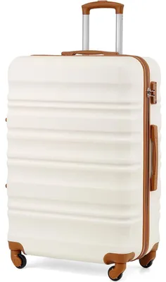 Produktbild von Hartschalen-Koffer Trolley mit TSA-Schloss und 4 Rollen, Weiß/Braun, Großer Koffer