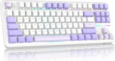 Produktbild von Angriffshai X87 80% Wireless mechanischer Gaming-Tastatur, BT5.0/2,4 g/USB-C Hot-Swap-Dichtung, RGB-Beleuchtung, 4000-mAh-Batterie, vorlagiger Linear