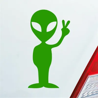 Produktbild von Auto Aufkleber Alien Außerirdischer All Comic Motorrad 12x7 cm Hellgrün Sticker Heckscheibenaufkleber