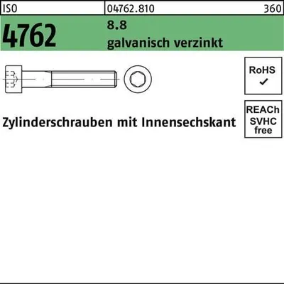 Produktbild von Zylinderschraube ISO 4762 Innen-6kt M3x25 8.8 galv.verz. 500St.