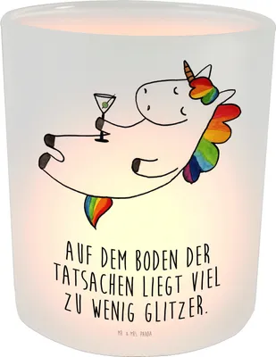 Produktbild von Mr. & Mrs. Panda Outdoor Windlicht Einhorn Cocktail - Transparent - Geschenk, Glas Teelichthalter, aus, Caipirinha, Spruch, Unicorn, Rum, Einhörner, Balkon, Geburtstag