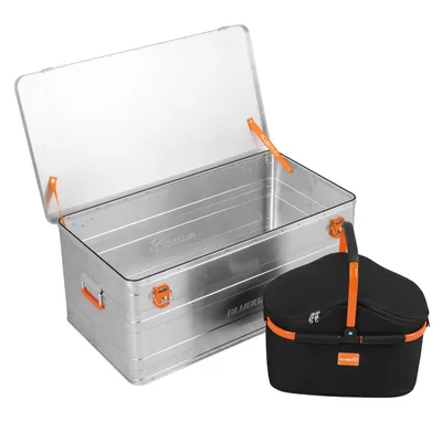 Produktbild von ALUBOX Alukiste B140 + Kühlkorb schwarz - 140 Liter