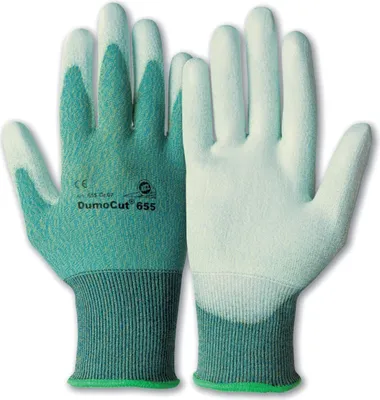 Produktbild von KCL Handschuhe DumoCut 655 Größe 8 grün-blau / weiß Polyurethan-Innenhandbeschichtung - 655/8