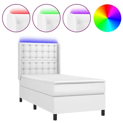 Produktbild von vidaXL Boxspringbett mit Matratze & LED Weiß 100x200 cm Kunstleder