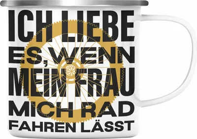Produktbild von Trendation - Fahrradfahrer Geschenk Emaille Tasse mit Spruch Rennrad Mountainbike Geschenkidee Radfahrer (Silber)