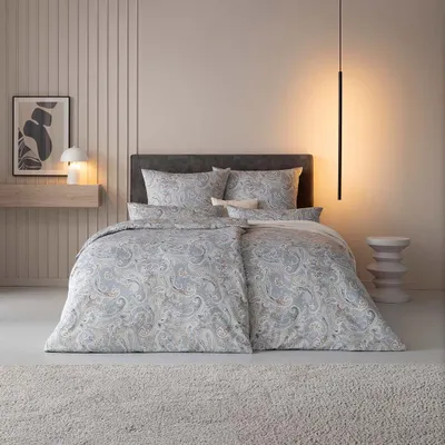 Produktbild von Estella Mako-Satin Bettwäsche 135x200 Diana grau Paisley silber sand 7958-810