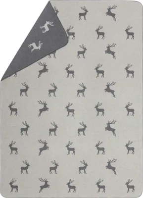 Produktbild von Kuscheldecke David Fussenegger Silvretta HIRSCHE Allover  ca 140 x 200 cm grau