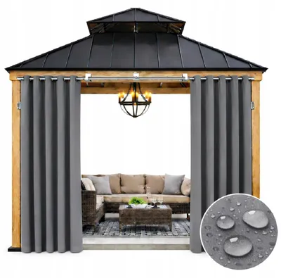 Produktbild von Wasserdichter Gartenvorhang 155x180 mit Ösen, dunkelgrau, 1 Stück.