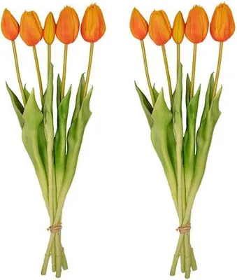 Produktbild von Orange Tulip Strauß - 10 Stück - Sztuczne tulipany - 42 cm