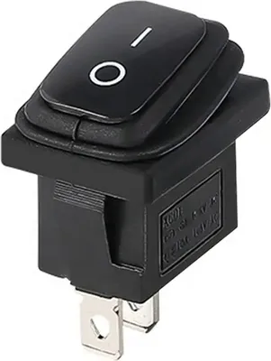 Produktbild von Wasserdichter IP65 Mini-Kippschalter, Geräteschalter 250V 6A, 125V 10A AC, KCD1 (6V 9V 12V 24V 125V AC/DC), rechteckig 19 x 13 mm, 2-pin EIN/AUS