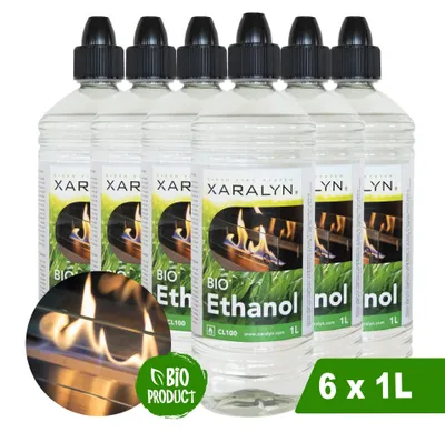 Produktbild von Xaralyn Ethanol CL100 (6 x 1 Liter) - 100 % reines Bioethanol - geruchsfrei – niederländischer Herkunft – umweltfreundlicher Kraftstoff