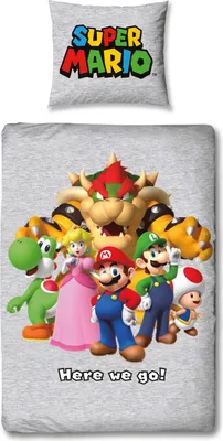 A bedding set featuring Super Mario characters.