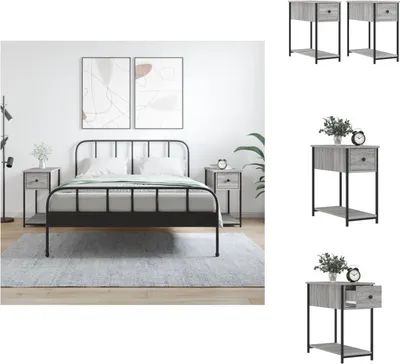 Productafbeelding van vidaXL Nachtkastjes, 2 stuks, grijs Sonoma, 30x60x60 cm, houtvezel - Nachtkastjes