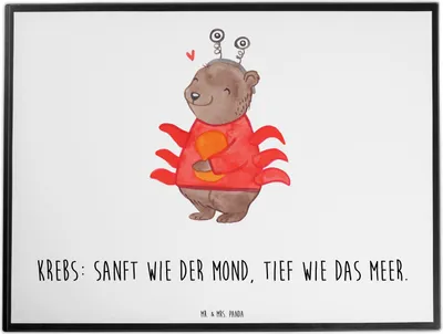 Produktbild von Mr. & Mrs. Panda schreibtischunterlage Krebs Astrologie - Weiß - Geschenk, schreibtischunterlagen, Schreibunterlage, Unterlage Schreibtisch, Geburtstagsgeschenk, tischpad