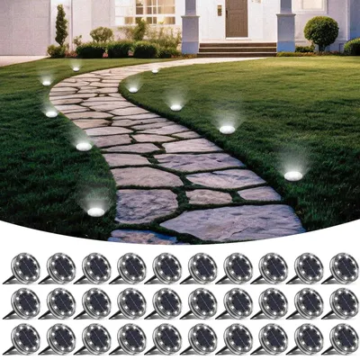 Solarleuchten 30er-Set, 8 LEDs, IP68, kaltweiß, für Garten & Wege