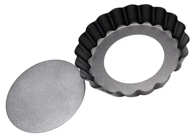 Produktbild von 2 Stück Mini Törtchen Backform Rund aus Kohlenstoffstahl mit Antihaftbeschichtung und Abnehmbarem Boden für Mini Quiche und Kuchen, Spülmaschinengeeignet