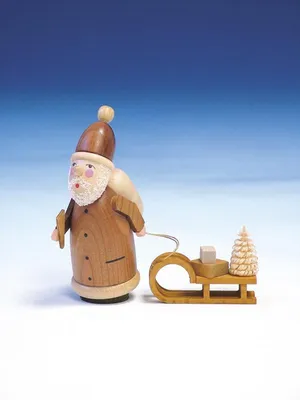 Produktbild von Weihnachtsfigur Weihnachtsmann mit Eisenbahn natur  Länge 11 cm NEU
