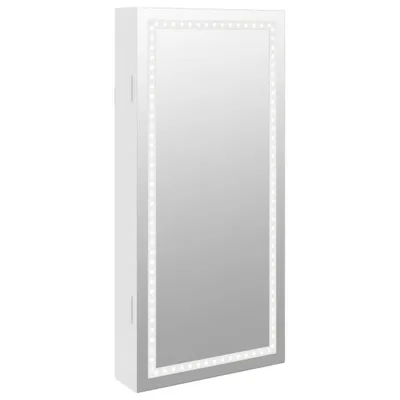 Zdjęcie produktu dla vidaXL Lustrzana szafka na biżuterię z oświetleniem LED naścienna biała