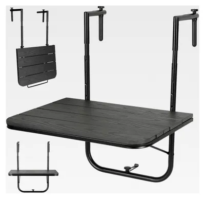 Produktbild von Klappbarer Balkontisch, Hängetisch mit 4-fach höhenverstellbar, zum Einhängen, wetterfest, Klapptisch 77 x 60 x 40 cm, für Balkon und Garten