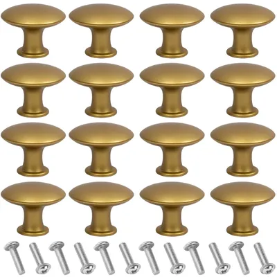 Produktbild von Set mit 12 goldenen Möbelknöpfen, Vintage-Schrankknöpfe – Antike goldene Möbelknöpfe, Schrankgriffe für Schubladen und Türen, runde Metall-Schubladenknöpfe