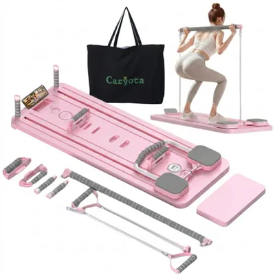 Produktbild von Caryota Pilates Board klappbar rosa mit Squatbar, Timer und Handyhalterung 105cm