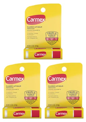Produktbild von CARMEX - Lippenbalsam - 3er Pack - Lichtschutzfaktor 15 - Für spröde Lippen