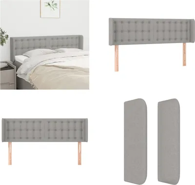 Produktbild von vidaXL Kopfteil mit Ohren Hellgrau 147x16x78/88 cm Stoff - Kopfteil - Kopfteile - Bett-Kopfteil - Bettkopfteil