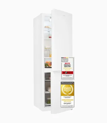 Produktbild von Exquisit Kühl-Gefrierkombination 400 l No Frost | Energieklasse D | leise 37 dB | 186 cm Höhe | freistehend | KGC5400-130-NF-040D weiss | Weiß