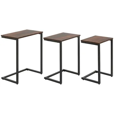Produktbild von Satztisch 3er Set Industrial, Beistelltisch Stahl 45x30x60 cm braun schwarz