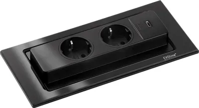 Produktbild von Evoline® BackFlip USB C, Steckdosenelement, mit Schukosteckdosen, flächenbündig H 5 mm, Glas schwarz