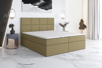 Produktbild von Boxspringbett LION 120x200 mit 2 Bettkästen, Bonell-Matratze und Topper. Farbe: Hellbraun