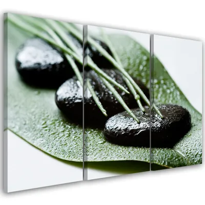 Produktbild von Triptychon auf leinwand religiös - grün 90x60 cm Feeby grün wandbild bereit zum aufhängen