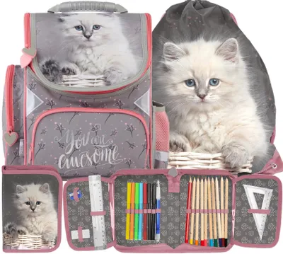 Produktbild von 3tlg KATZE Schulranzen Rucksack Ranzen schulruckack Kätzchen Federtasche Sportbeutel fur madchen