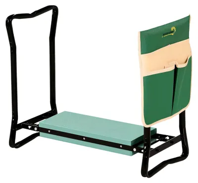 Produktbild von Kniebank, Klappbarer Gartenhocker, 2-in-1, Kniehilfe, mit Werkzeugtasche, Eva-Schaumstoff, 58 x 28 x 49 cm