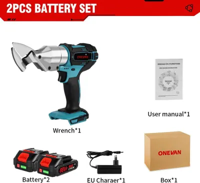 Immagine prodotto di Cesoie elettriche per metalli - Cesoie per lamiera a batteria - 800 W - 18 V - 2 batterie + caricabatterie UE - Motore a spazzole - Turchese