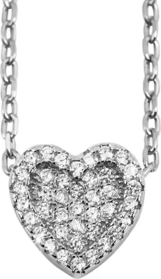 Produktbild von 925/- Echt Silber Anhänger ohne Kette "Hajar", Herz mit Zirkoniabesatz, 925/rhodiniert