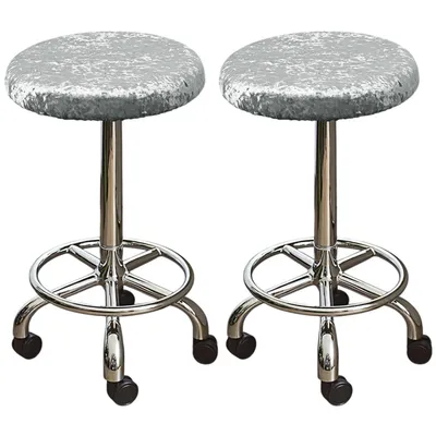 Produktbild von 2 Stück Hockerbezug Rund 40-50cm Elastischer Stuhlbezug  Barhockerbezug, Grau