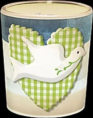 Produktbild von Windlicht+Teelicht 6x6cm Für Dich Zur Kommunion Taube