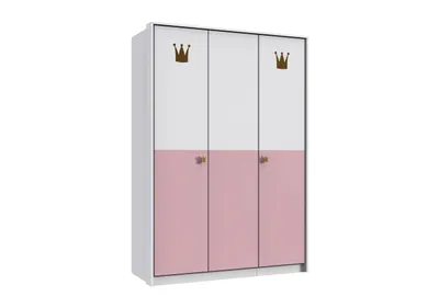 Produktbild von Kleiderschrank Cindy in Weiß und Rosa 3trg