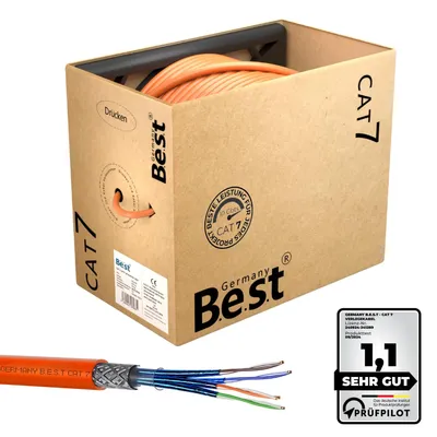 Immagine prodotto di 200m Germania B.e.s.t CAT.7 Cavo di installazione simplex Cavo di rete Gigabit COPPER Lan 1000Mhz S/FTP KAT 7