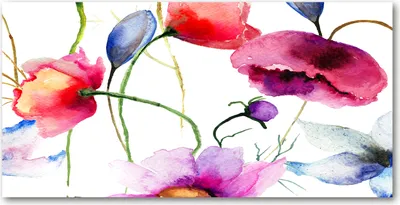 Produktbild von Tulup Glas-Bild -140x70- Wandkunst Dekorative Wand für Küche & Wohnzimmer - Blumen & Pflanzen - Mohnblumen - Mehrfarbig