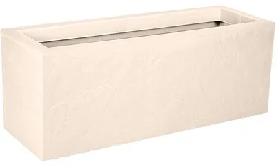 Image de Jardinière Balcon EDA Volcania Up, 25 L, 59 x 19,5 x 22,8 cm, Beige Calcaire, Décor Pierre, Intérieur/Extérieur