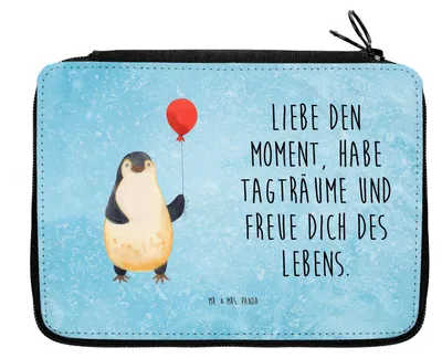 Produktbild von Mr. & Mrs. Panda Federmäppchen Pinguin Luftballon - Eisblau - Geschenk, Bleistiftetui, Schreibmappe, Federtasche, Fröhlich, Mäppchen, Stiftebeutel, Neustart, Motivation